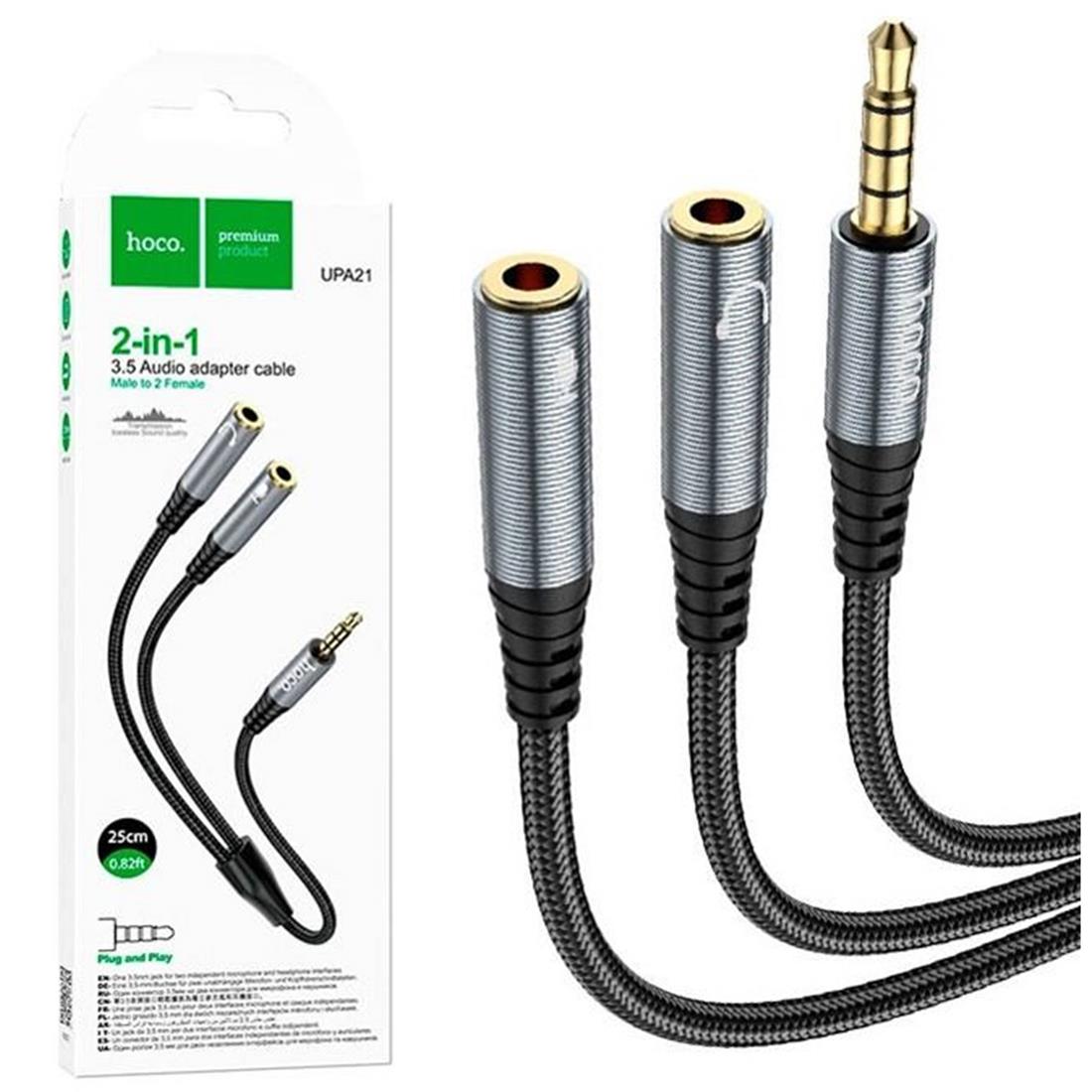 Cable audio adapter UPA21 3.5mm male to 2*3.5mm female - HOCO