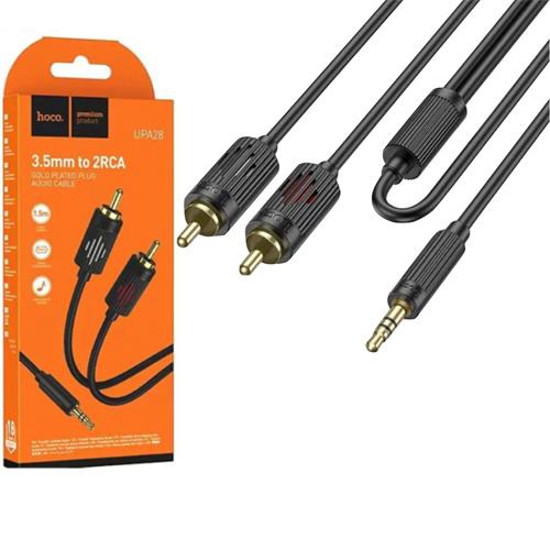 Cable de Audio Jack 3.5mm a Doble RCA 1.5 Metros Hoco UPA28 Negro