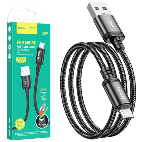 Cable Usb-A a Usb-Micro 2.4A 1m Hoco X89 Negro