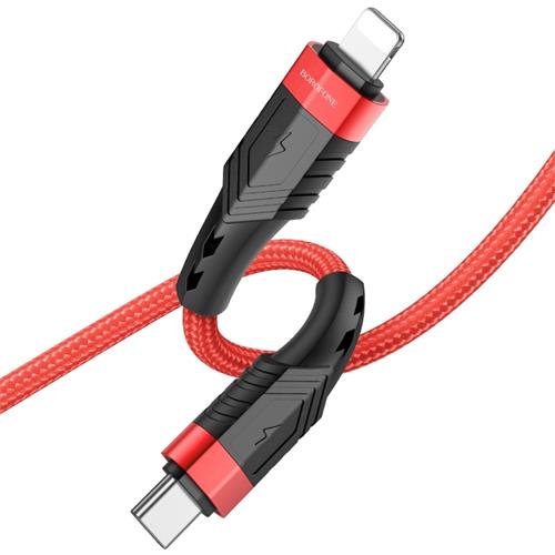 Cable USB-C a Lightning 1.2 metros 20w Borofone BU35 Cuerda Reforzado Rojo