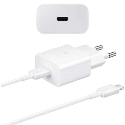 Cargador USB-C Fast Charger 25W+ Cable USB-C Samsung Blanco (EP-T2510)