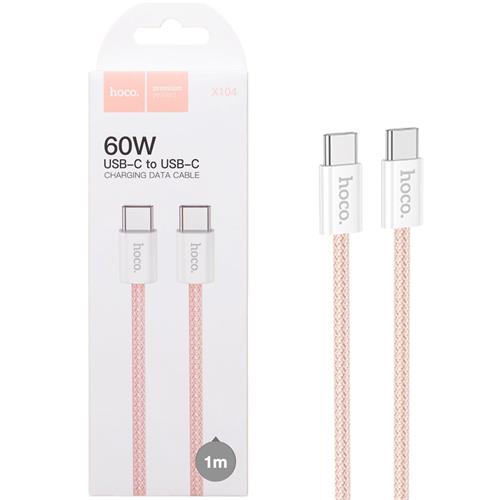 Cable USB-C a USB-C 1 Metro 60W Hoco X104 Pink (para iPhone 15)