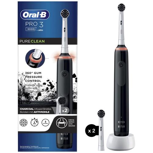 Braun Oral B Cepillo Pro 3 3000 Charcoal+ 2 Recambios  (D505.523.3)