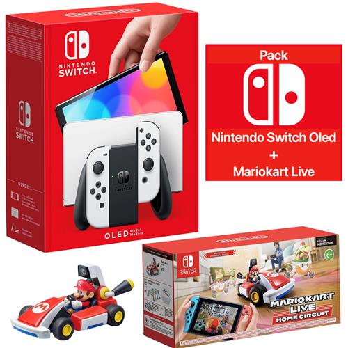 Nintendo Switch Oled Consola Blanca + Juego Nintendo Mario Kart Live: Home Circuit Mario