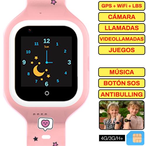 SaveFamily Reloj Iconic 4G Plus Kids Wonderful  Rosa - Reloj con Localizador