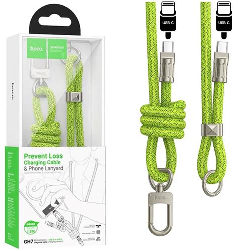 Hoco GH7 Colgante para Móvil con Cable USB-C a USB-C 1.8m Fluorescent Green