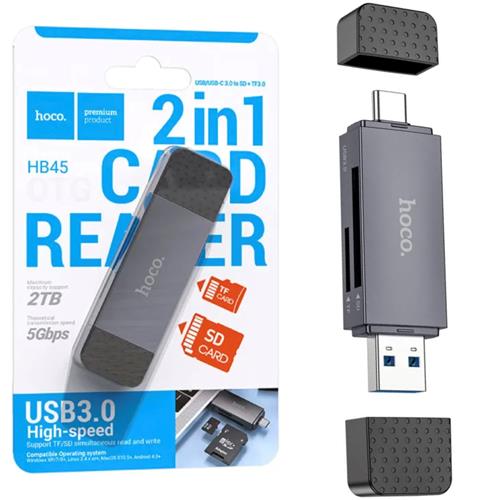 Hoco HB45 Spirit Lector para SD y Micro SD con conexión USB y USB-C