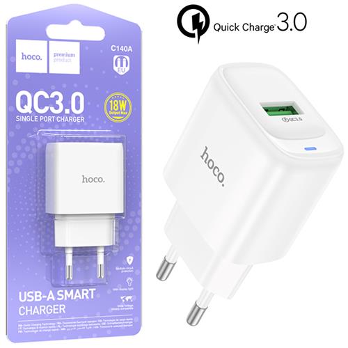 Hoco C140A Cargador USB-A QC 3.0 Blanco