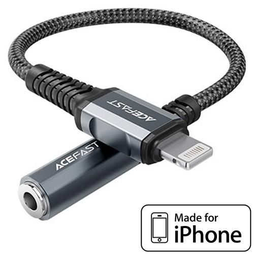 Acefast C1-05 Cable Adaptador Auricular 3.5mm - Lightning Reforzado Gris