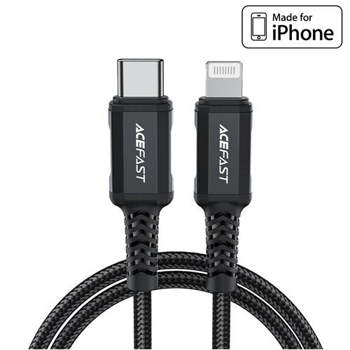Cable USB-C a Lightning 1.8 metros 30W Acefast C4-01 Reforzado Negro